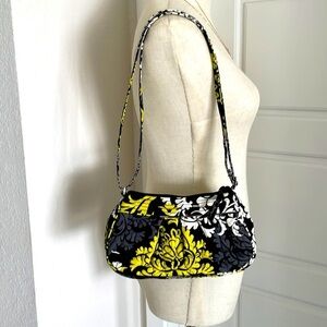 Vera Bradley Baroque Shoulder Crossbody Bag Black Yellow Gray Floral